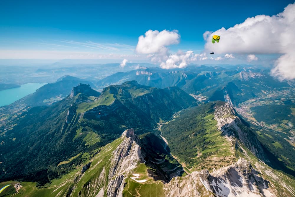 Mountain Lake Flight by Tristan Shu — canvas wall art