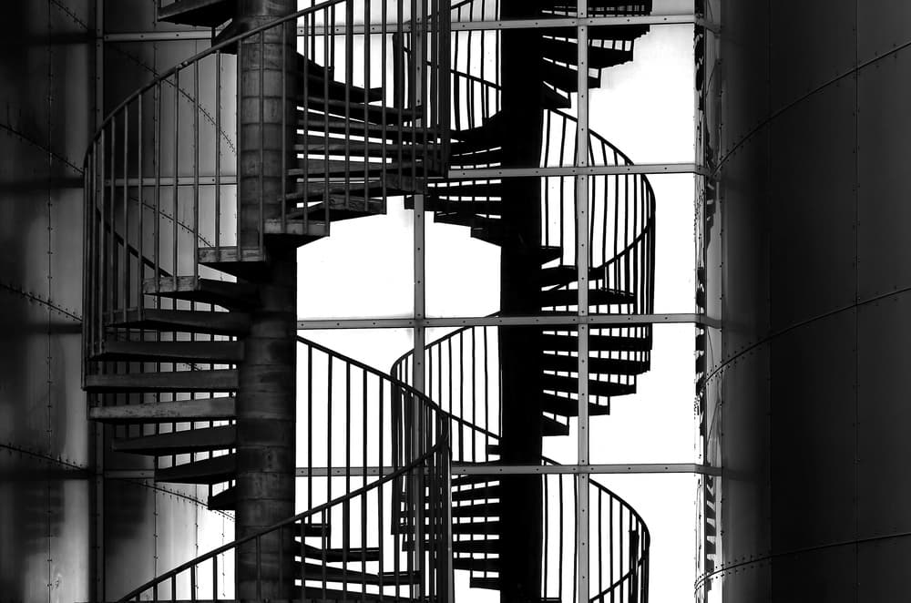 Winding Steel Staircase by Hans-Wolfgang Hawerkamp — canvas wall art