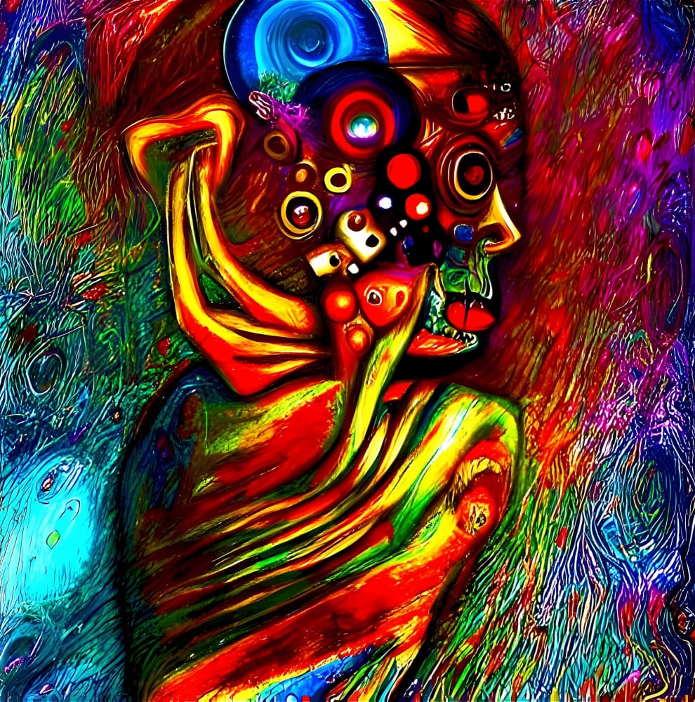 Abstract Psychedelic Mindscape by mnemonixART — canvas wall art