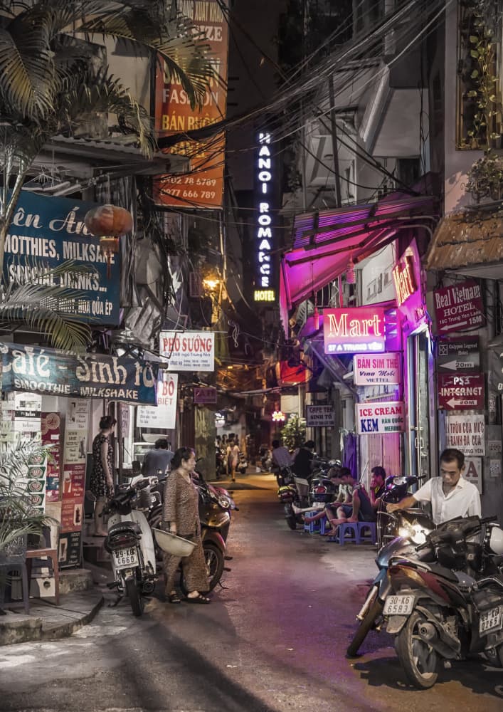 Hanoi Night Street by José Manuel cruz — canvas wall art