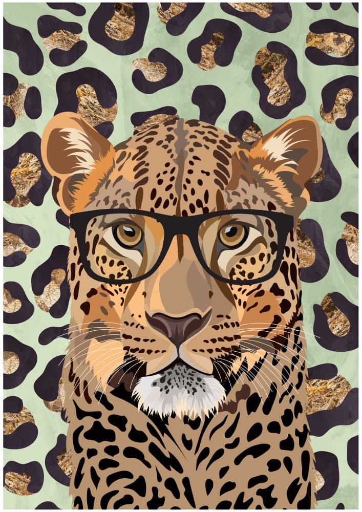 Cool Leopard Glasses by Sarah Manovski — canvas wall art