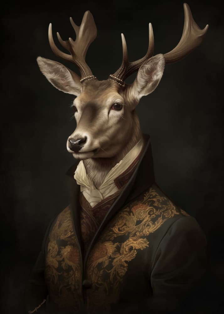 Vintage Dapper Deer Portrait by Andreas Magnusson — canvas wall art