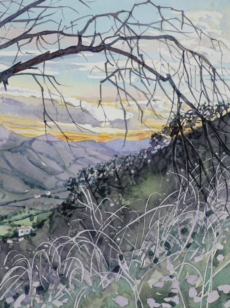 Sunset Mountain Valley by Luisa Millicent — canvas wall art