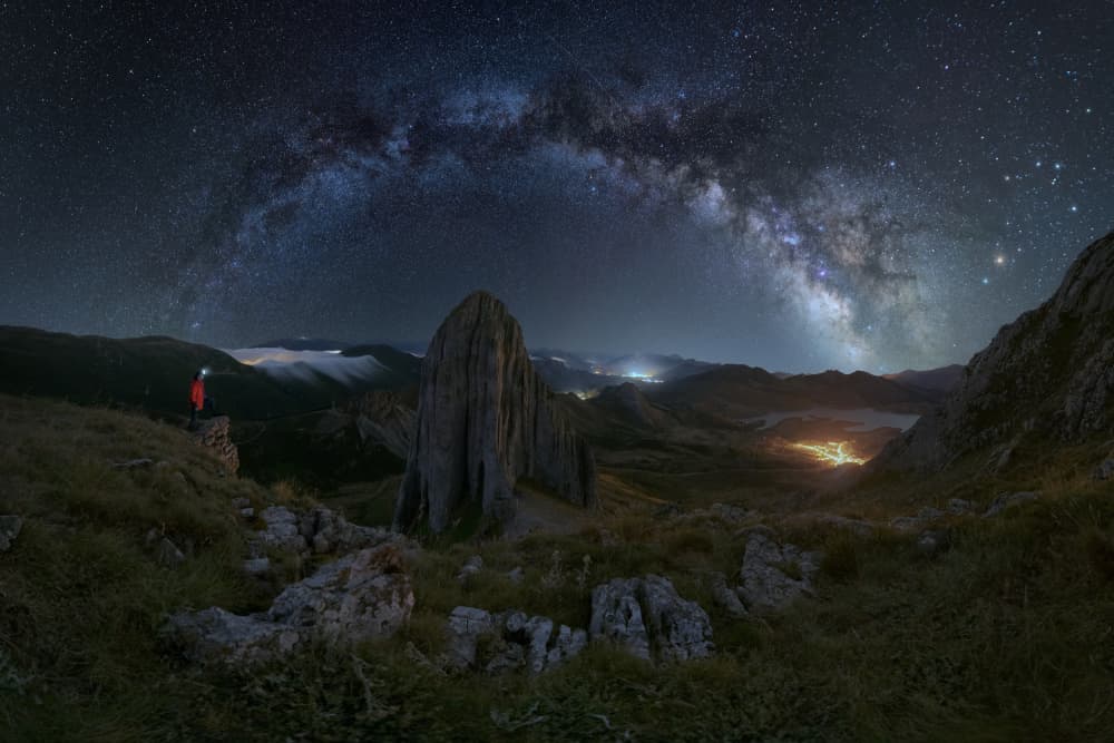 Milky Way Mountain Stargazer by Alejandro Garcia Bernardo — canvas wall art