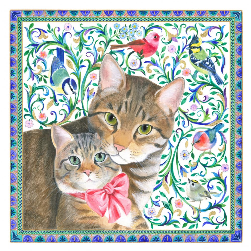 Mother Cat and Kitten With Bow by Isabelle Brent — canvas wall art