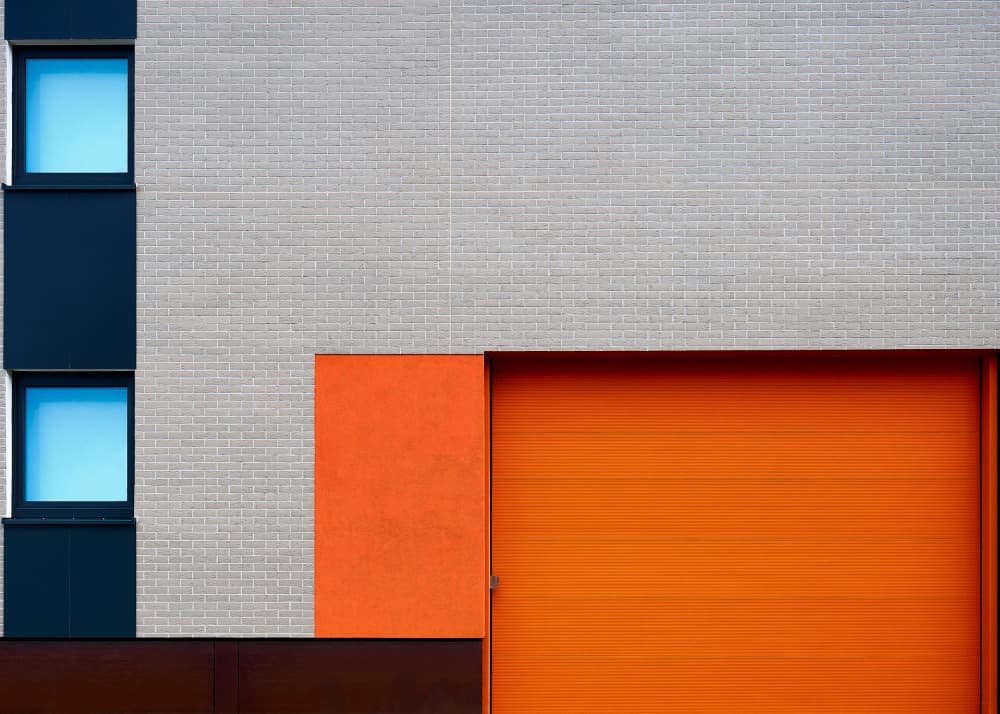 Orange Door Blue Windows by Drazen Sokac — canvas wall art