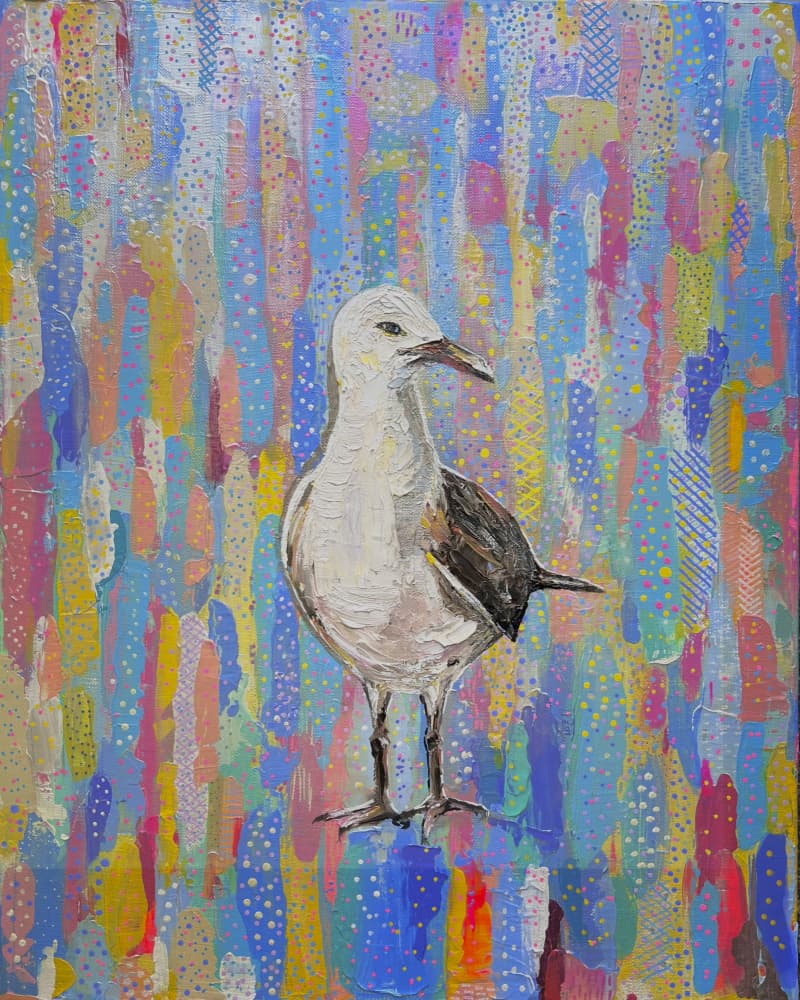 Vibrant Seagull Painting by Marina Kozyr — canvas wall art