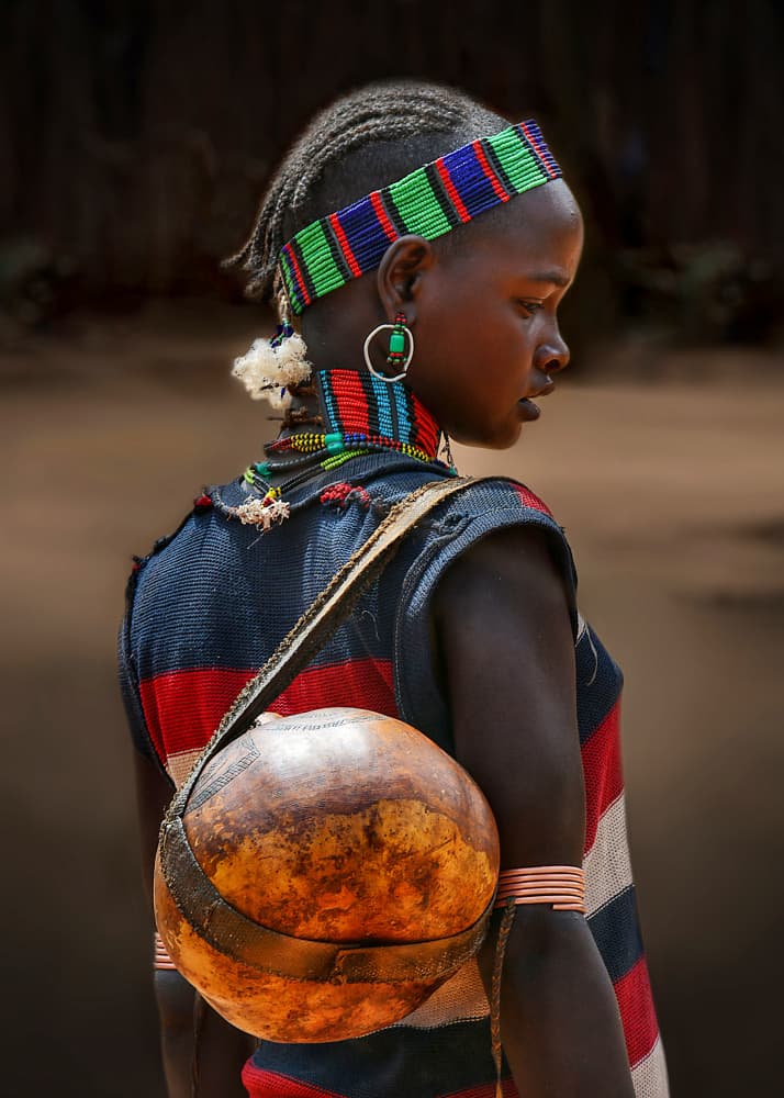 African Beaded Portrait by Irene Perovich — canvas wall art