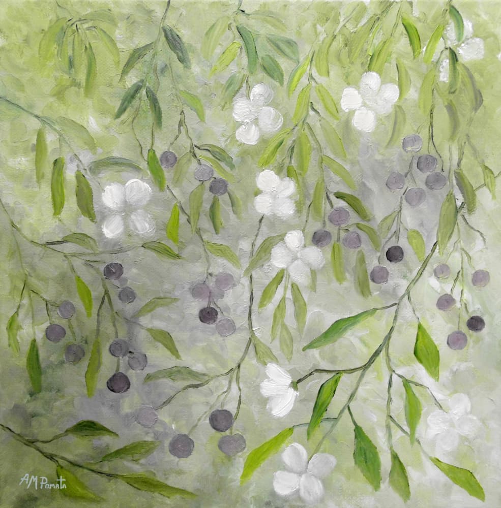 Flowering Olive Branches by Angeles M. Pomata — canvas wall art