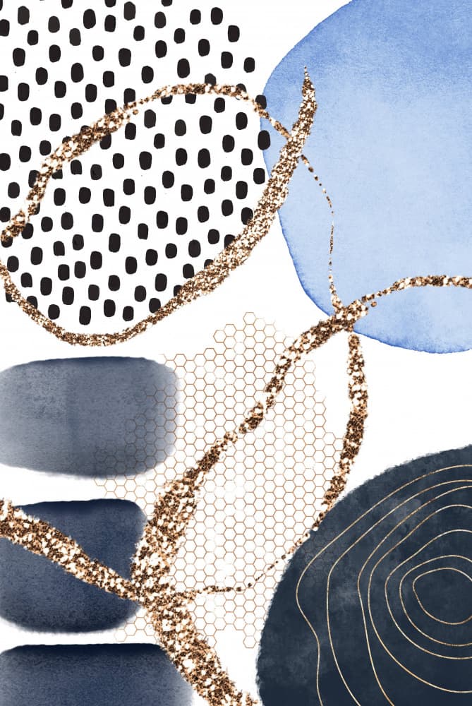 Abstract Gold Blues by Sally Ann Moss — canvas wall art