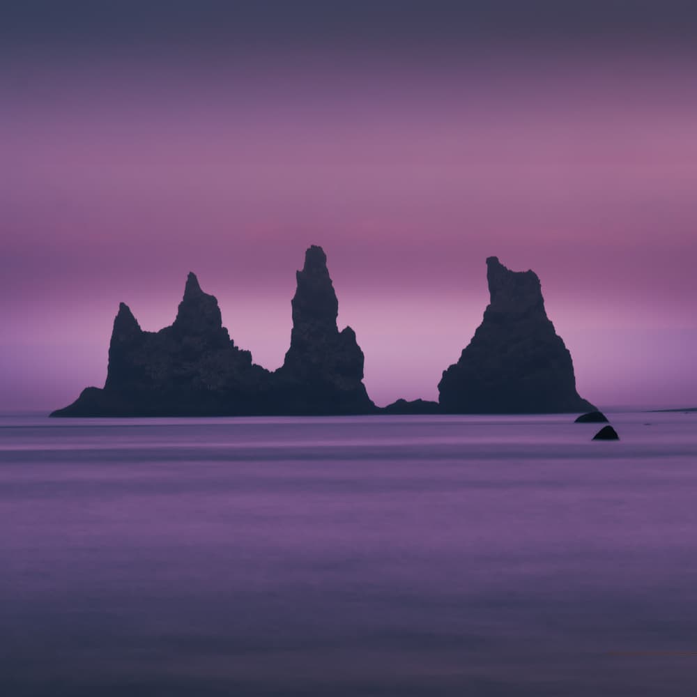 Purple Sea Stacks by Fred Louwen — canvas wall art