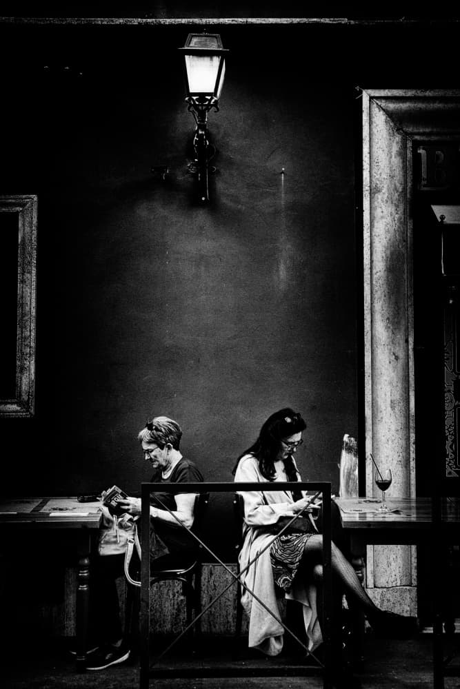 Women Under Streetlight by Antonio Grambone — canvas wall art