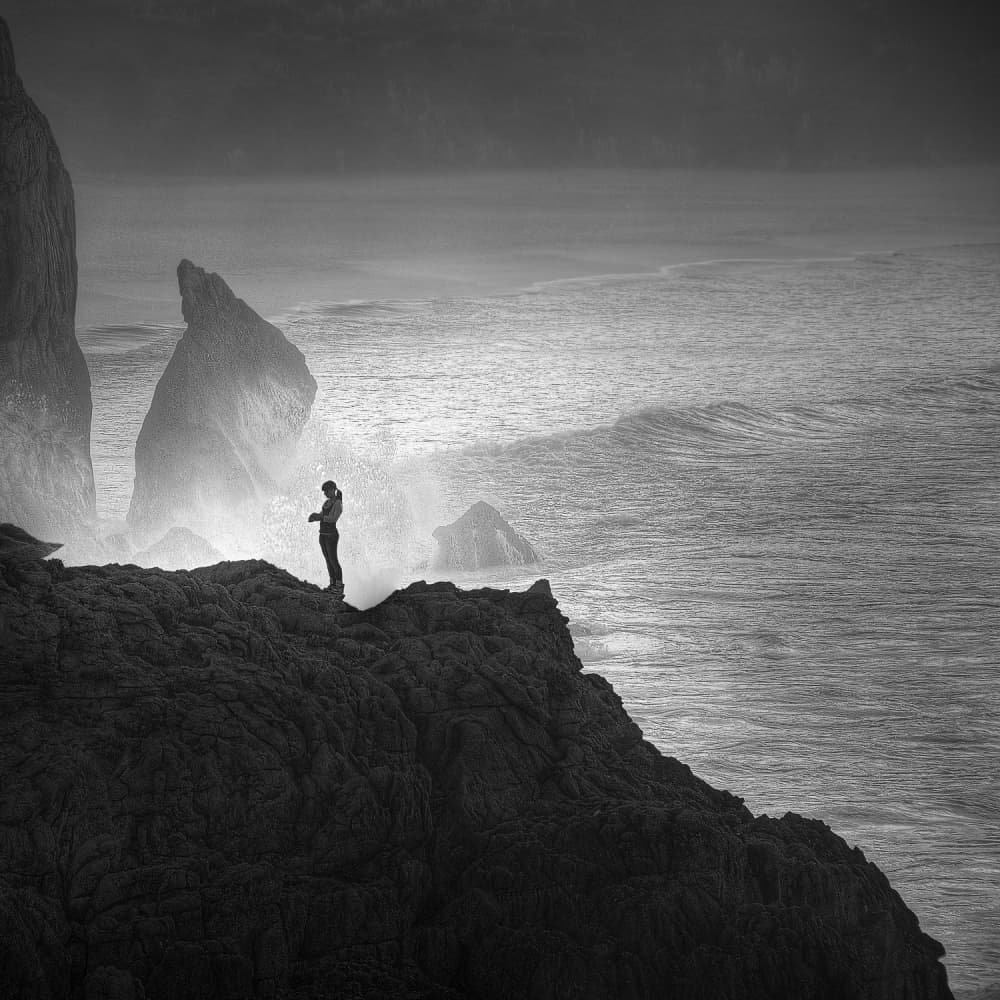 Coastal Solitude Ocean by Chus Rodríguez — canvas wall art
