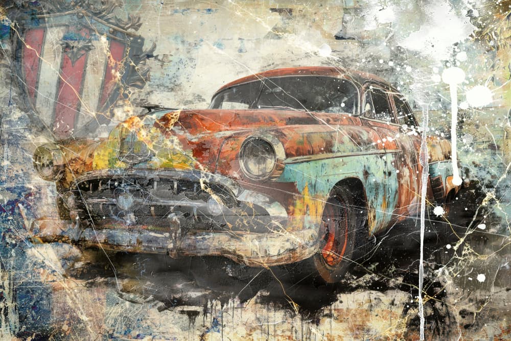 Rusted Cuban Classic Car by Rafal Kulik — canvas wall art