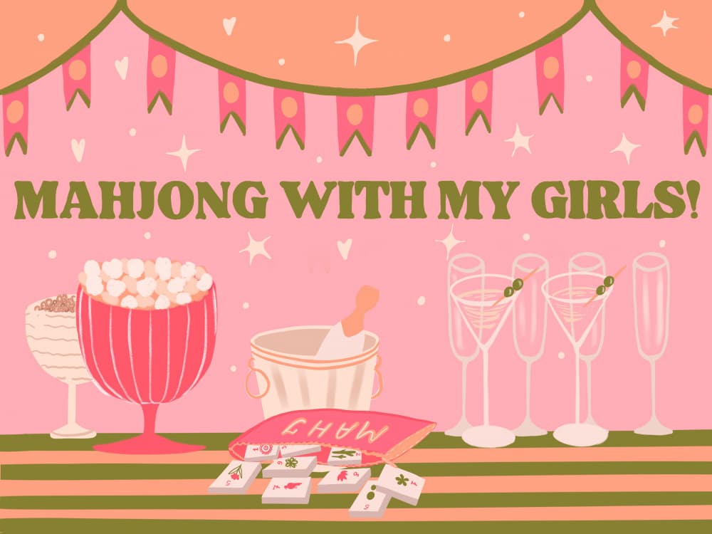 Girls Mahjong Party by Aliya Putrus — canvas wall art