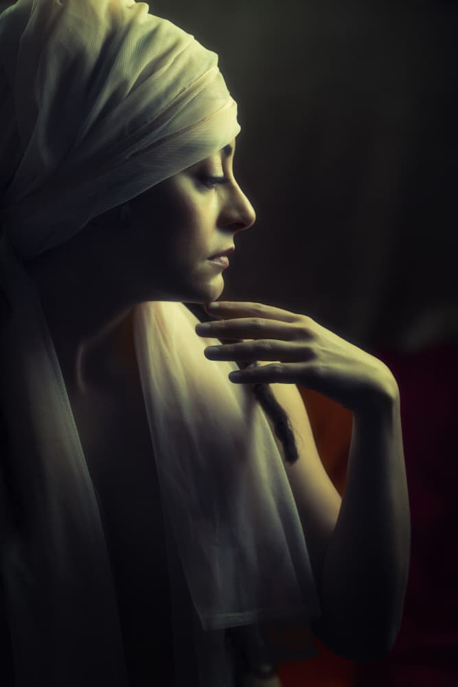Serene Veiled Woman by Hardik Pandya — canvas wall art