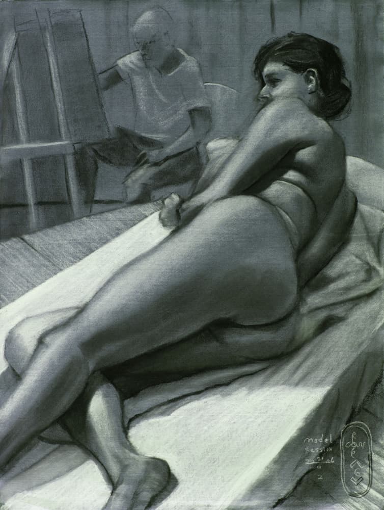 Classic Studio Nude Study by Corné Akkers — canvas wall art