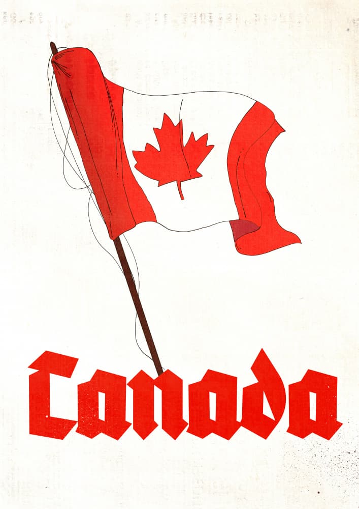 Waving Canadian Flag Gothic by Nicholas — canvas wall art