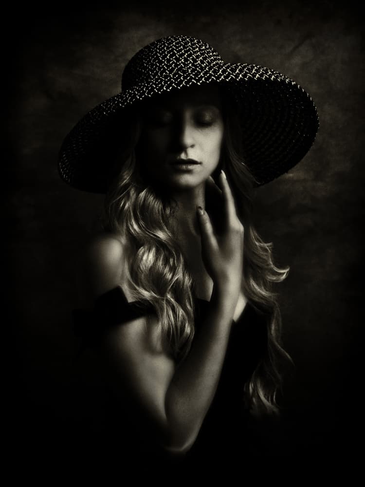 Elegant Woman In Hat by Yuri Shepelev — canvas wall art