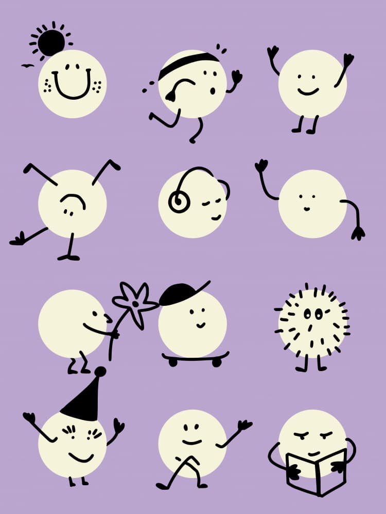Happy Little Characters by Annick — canvas wall art