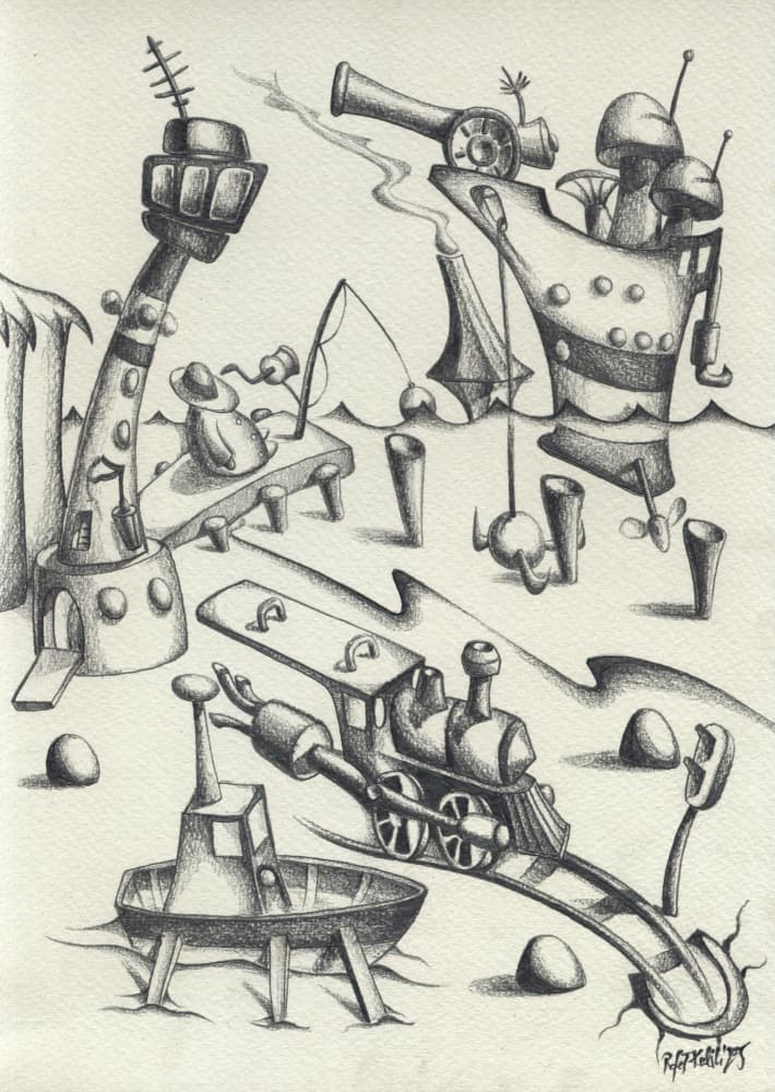 Whimsical Mechanical Dreamscape by Kulik — canvas wall art