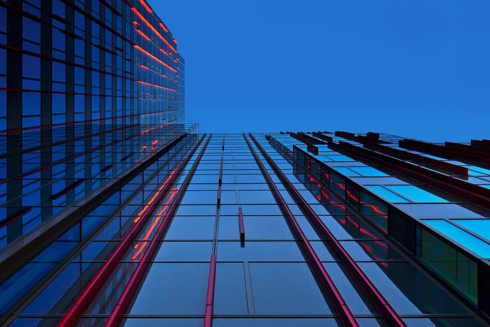 Red and Blue Architecture by Theo Luycx — canvas wall art