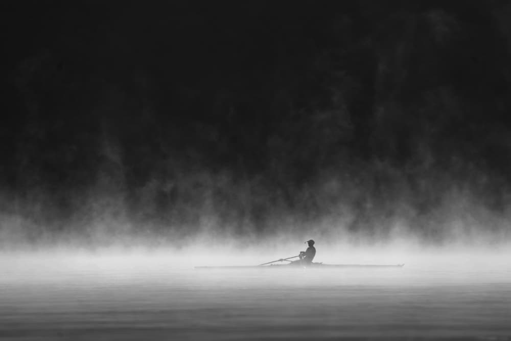 Misty Morning Rower by Rob Li — canvas wall art