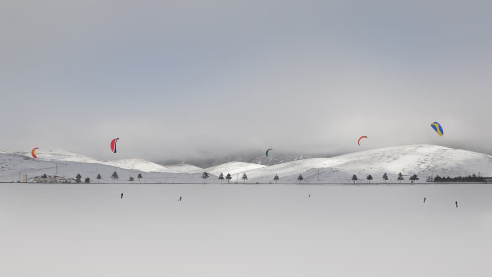 Winter Kitesurfing by Walter Caterina — canvas wall art