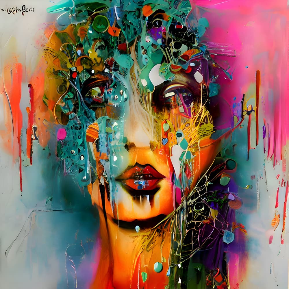 Expressive Colorful Portrait by mnemonixART — canvas wall art