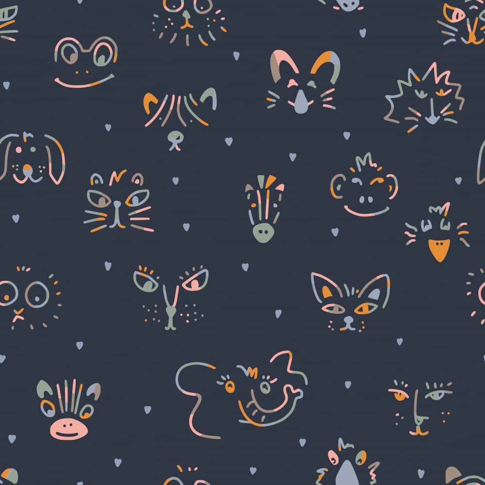 Whimsical Animal Pattern by Annick — canvas wall art