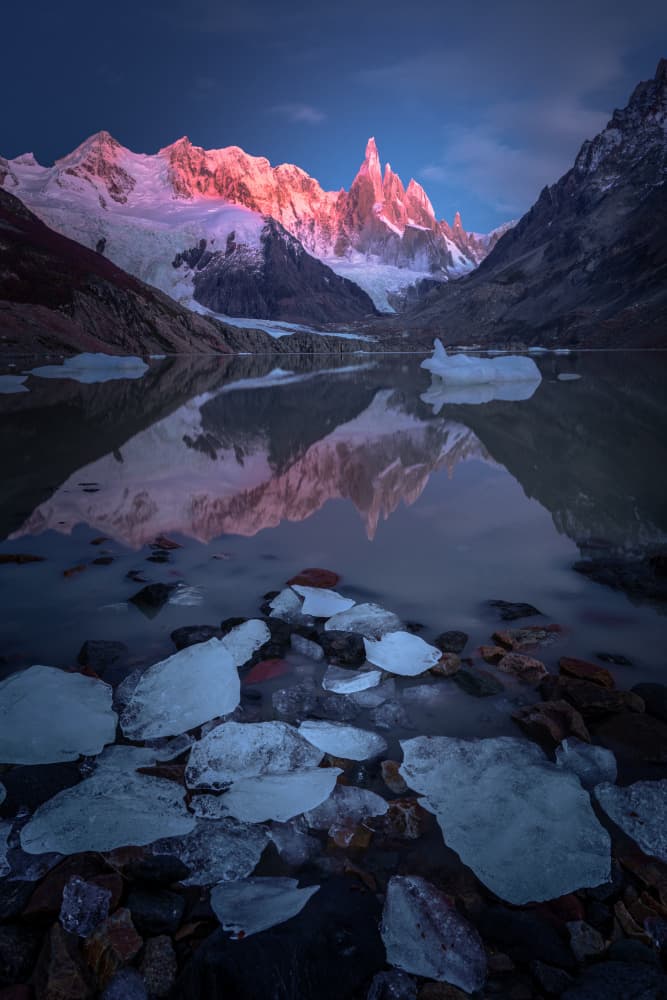 Pink Mountain Reflections by Bing Li — canvas wall art