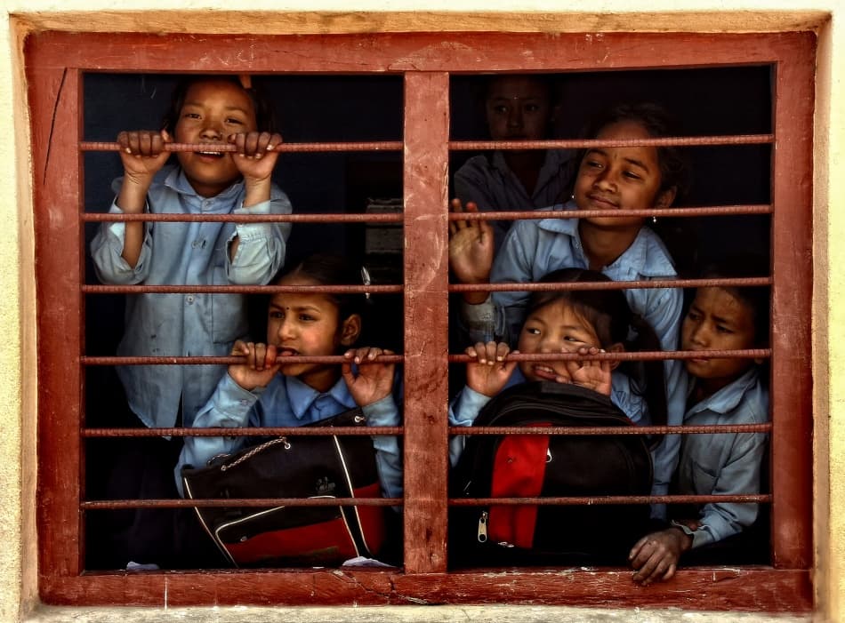 Curious School Children by Yvette Depaepe — canvas wall art