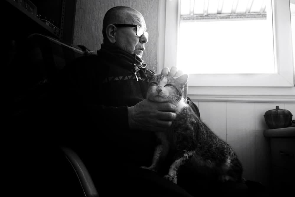 Man and Cat Bond by Ali Ayer — canvas wall art