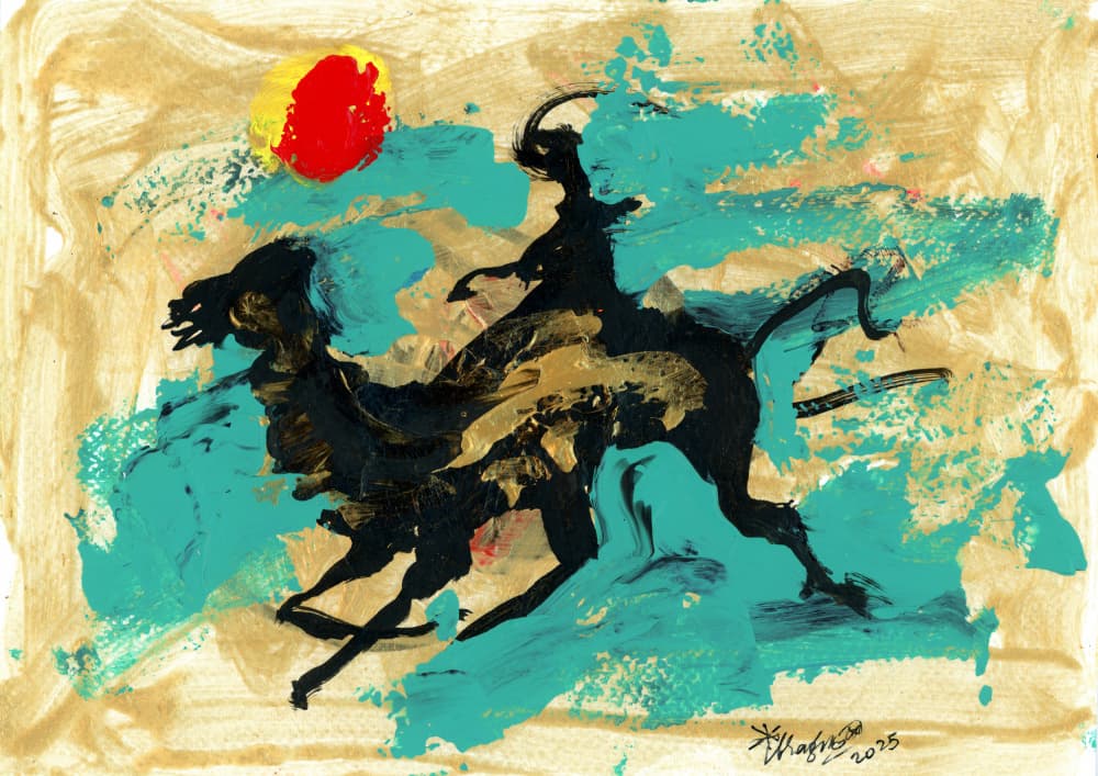 Dynamic Horse Desert Gallop by Kanat Ibragimov — canvas wall art