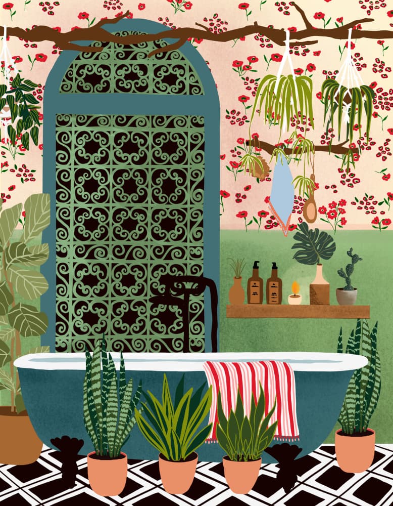 Lush Botanical Bath by Ceyda Alasar — canvas wall art