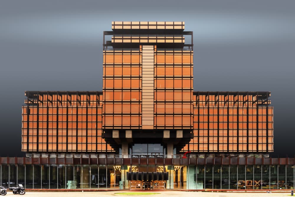 Geometric Urban Facade by Luc Vangindertael (laGrange) — canvas wall art