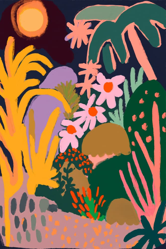Vibrant Jungle Dream by Treechild — canvas wall art