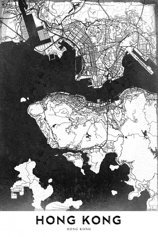 Hong Kong City Map by StudioSix — canvas wall art
