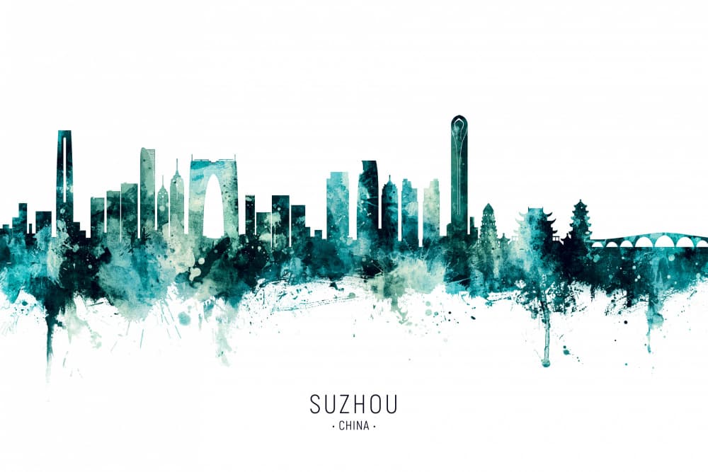 Suzhou China Skyline by Michael Tompsett — canvas wall art
