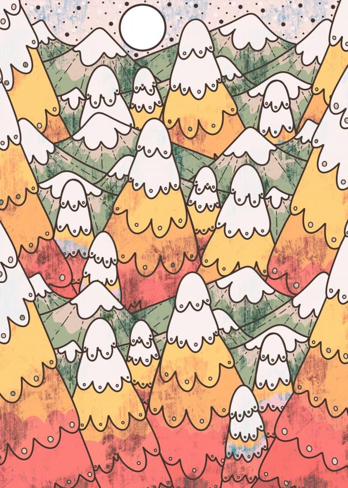 Whimsical Mountain Peaks by Stephen Wade — canvas wall art