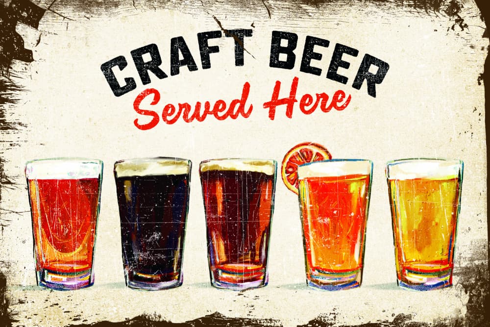 Craft Beer Served Here Bar Sign by The Whiskey Ginger — canvas wall art