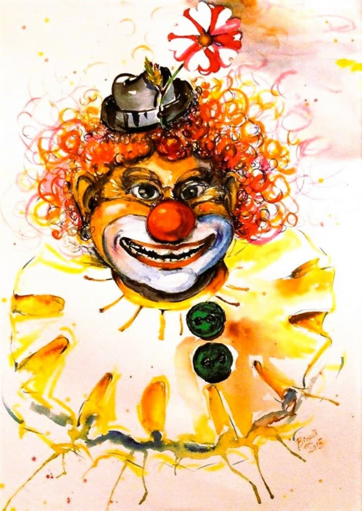 Smiling Circus Clown by Anda Bieza — canvas wall art