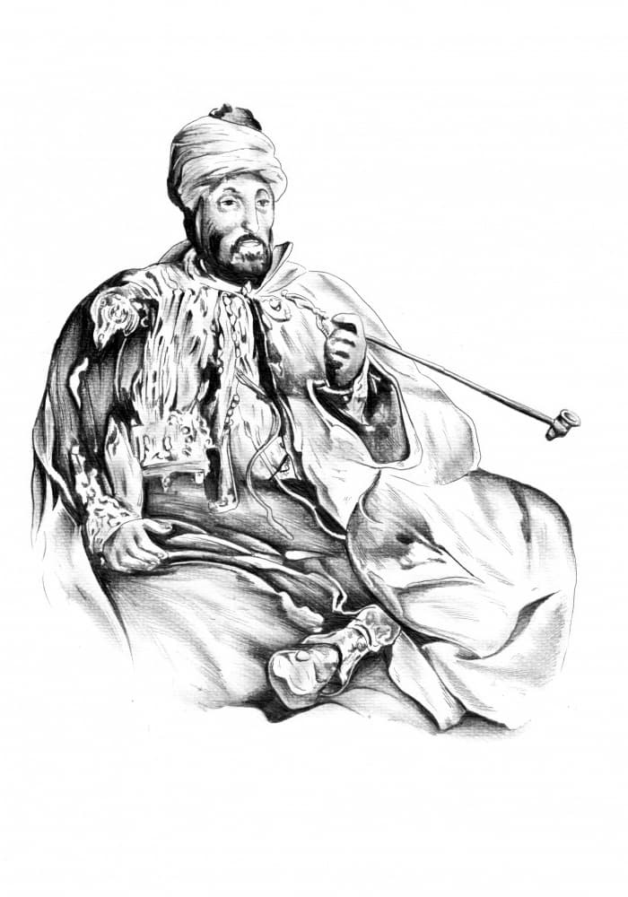 Turbaned Man with Pipe by Kulik — canvas wall art