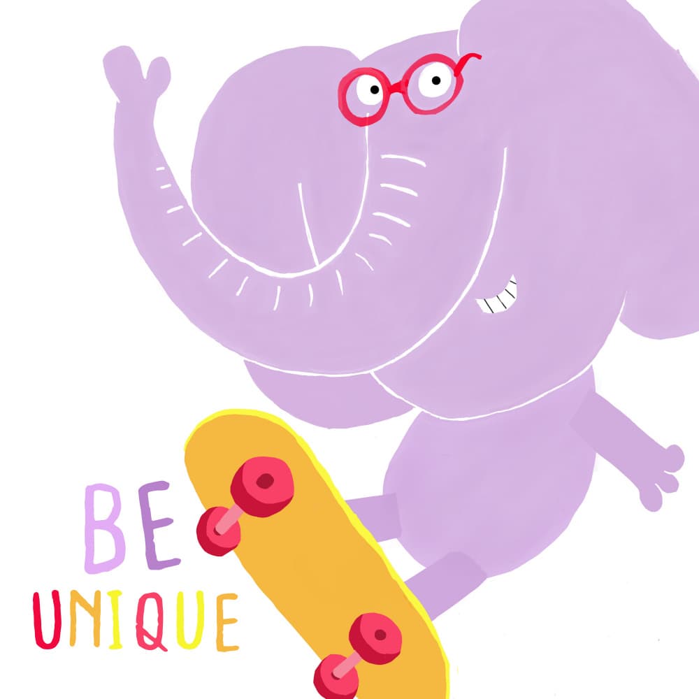 Unique Elephant Skater by Carla Daly — canvas wall art