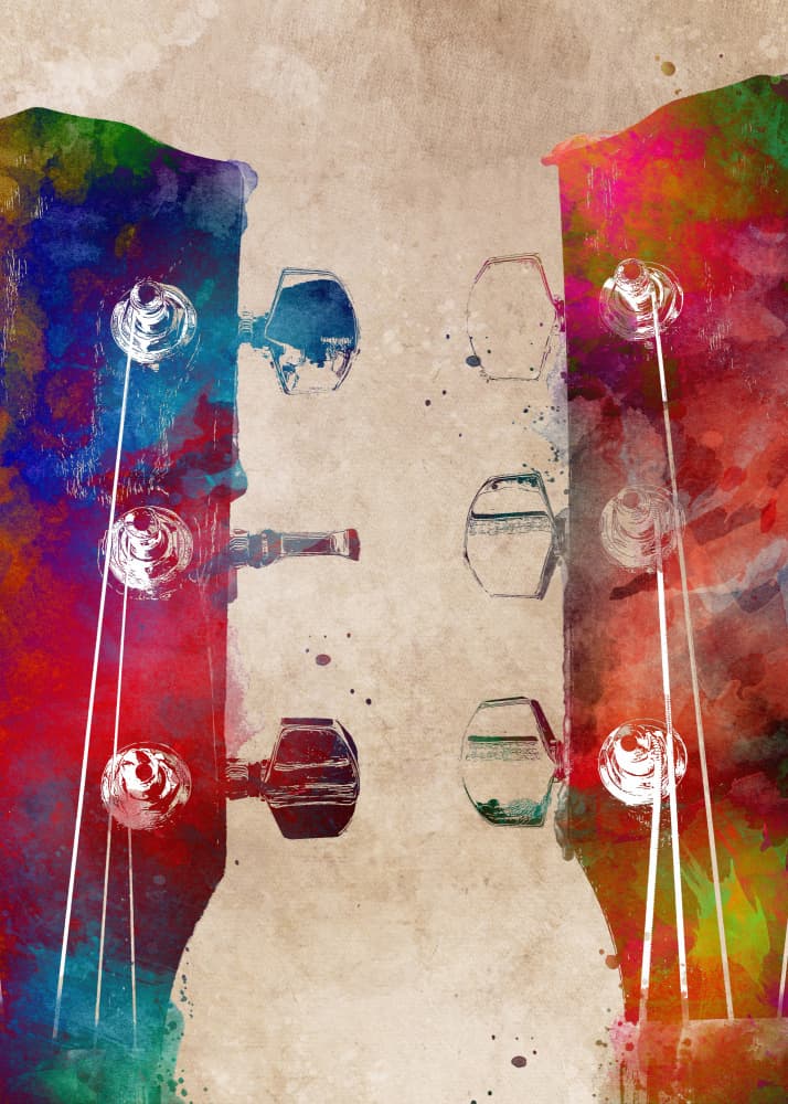 Vibrant Guitar Headstocks by Justyna Jaszke — canvas wall art