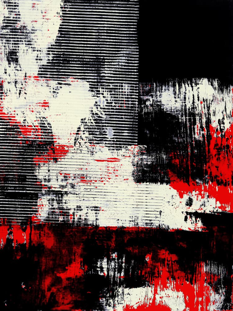 Grunge Red Black Lines by Petr Strnad — canvas wall art