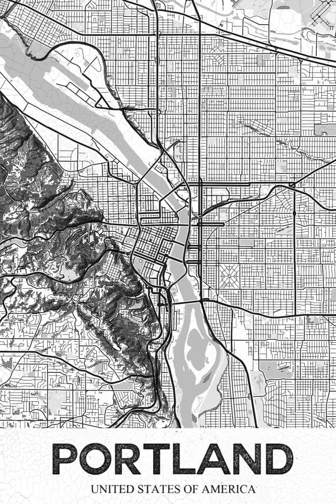 Portland City Map by StudioSix — canvas wall art