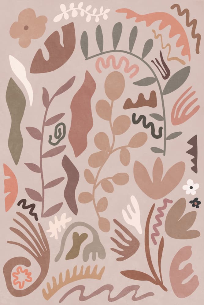 Earthy Botanical Shapes by amini54 — canvas wall art