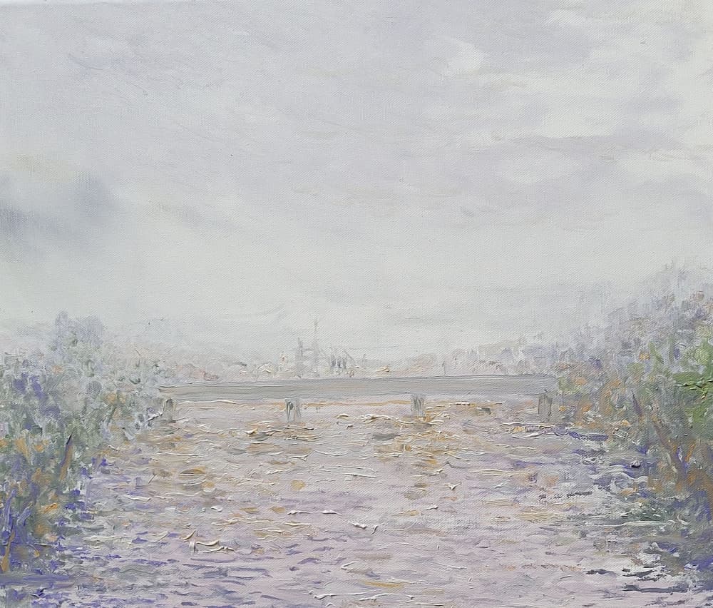 Misty River Landscape by Wayne Sleeth — canvas wall art