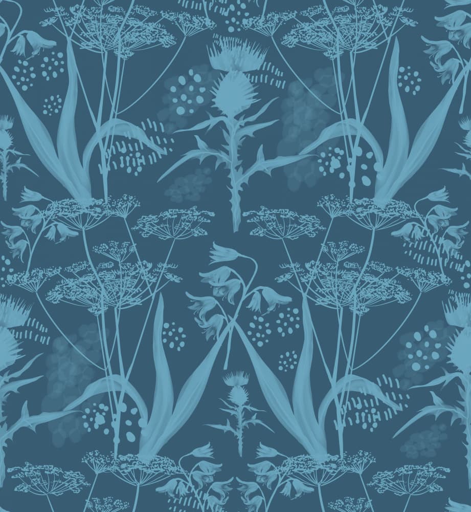 Wild Blue Botanicals by Charlotte Trudgett — canvas wall art
